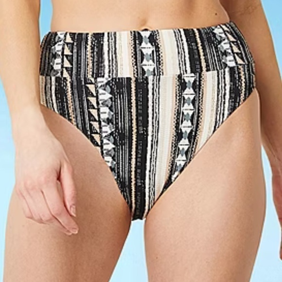 Mynah Aztec Bralette Bikini Swim Top & Lined High Waist Bikini Bottom - Picture 3 of 15